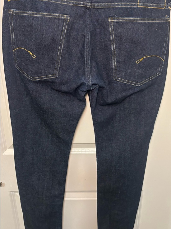G-Star Raw Men’s Skinny Dark Indigo Jeans with Yellow Contrast Stitching - Picture 6 of 7